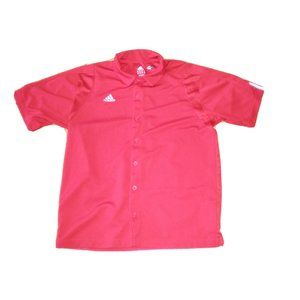 Adidas ClimaCool Baseball Softball Jersey Athletic Button Front Red